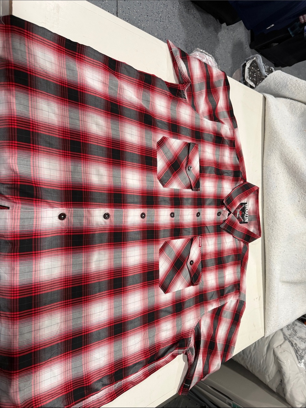 DIXXON Red, Black & White Plaid Casual Button-Down Shirt